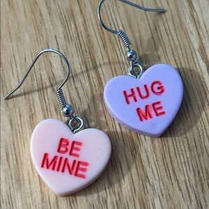 conversation candy Heart Valentine’s Day Earrings NEW